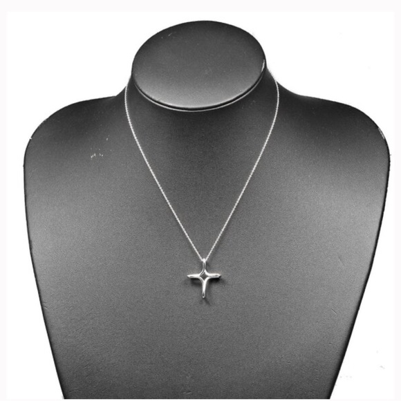 Tiffany & Co Elsa Peretti open Silver Cross Pendant Necklace - Picture 2 of 6